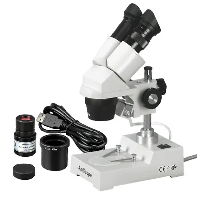 Buy AmScope 10X & 30X Stereo Microscope With Digital Camera • 171.99$