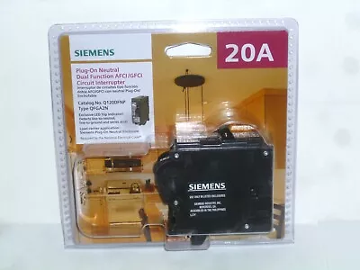 Buy Siemens 20A Dual Function CAFCI/GFCI Plug-On Neutral Circuit Breaker Q120DFNP • 36$