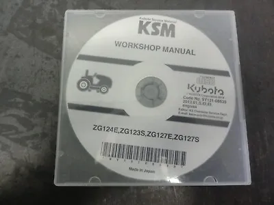 Buy Kubota KSM ZG124E ZG123S ZG127E ZG127S Zero Turn Mower Workshop Manual CD • 20$
