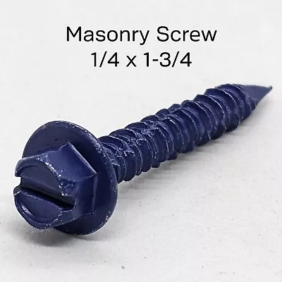 Buy (400) 1/4  X 1-3/4  Slotted Hex Washer Head Tapcon Masonry Blue Concrete Screws • 41.59$