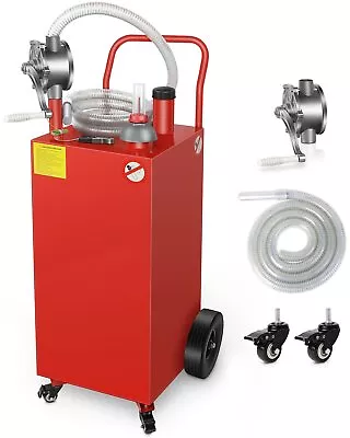 Buy 30 Gallon Gas Caddy Fuel Diesel Transfer Tank Rotary Pump Oil Container 9FT Hose • 203.99$