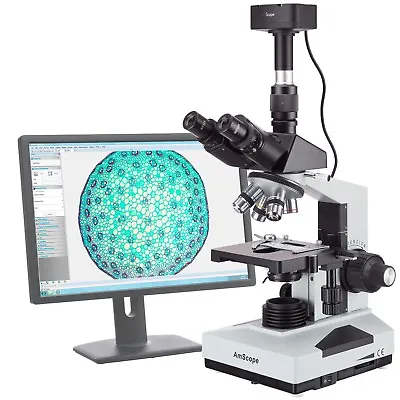 Buy AmScope 40X-2000X Laboratory Clinic Veterinary Trinocular Microscope + 10MP Digi • 682.99$