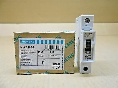 Buy 1 Nib Siemens 5sx2 106-8 5sx2106-8 Circuit Breaker 6a 1p 277vac (25+ In Stock) • 15.50$