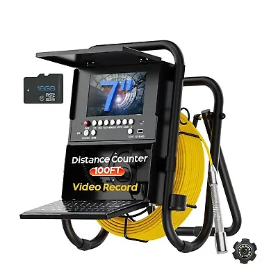 Buy Sewer Camera 100ft Sewer Inspection Camera With Distance Counter And Keyboard 7  • 559.99$