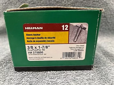 Buy Hillman 370800 Hex Head Sleeve Anchor 3/8 X 1-7/8-Inch 50-Pack • 20.99$