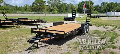 Buy NEW 2023 7 X 20 10K GVWR Heavy Duty Flatbed Wood Deck Equipment Trailer W/ Ramps • 5,695$
