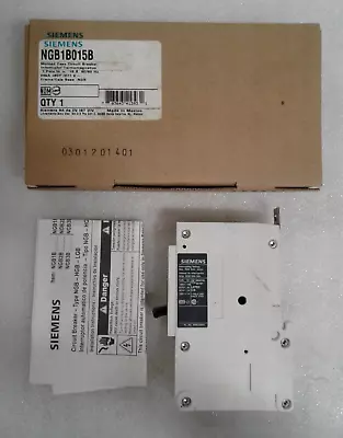 Buy Siemens NGB1B015B Circuit Breaker 1 Pole 15A 50/60 Hz - New In Box • 72.50$