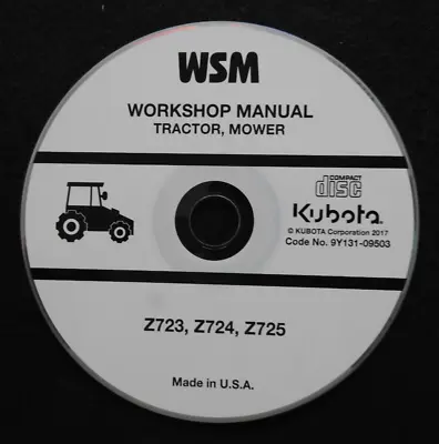 Buy Genuine Kubota Z723 Z724 Z725 Zero-turn Mower Workshop Service Repair Manual Cd • 49.16$