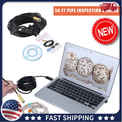 Buy 50 FT Pipe Inspection Camera USB Endoscope Video Sewer Drain Cleaner Water-proXP • 34.99$