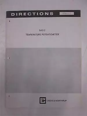 Buy Leeds And Northrup 8692-2 Temperature Potentiometer Directions, Used • 50$