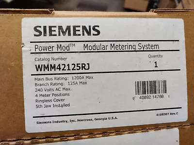 Buy LOT Of (4) Siemens 4 Gang Meter Mod Modular Metering System Brand New Open Box • 1$