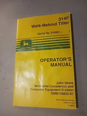 Buy John Deere 314f Walk Behind Tiller Operator's Manual Serial Number 010001- • 19.99$