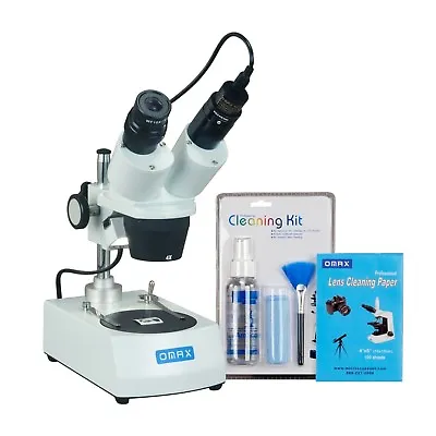 Buy OMAX 20X-40X Binocular Stereo Microscope With Lights,1.3MP Camera, Cleaning Pack • 247.99$
