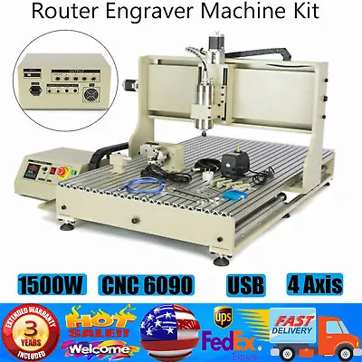 Buy 110V USB 4axis CNC 6090 Router Milling Engraving DIY CNC Cutting Machine 24 X36  • 1,802.08$