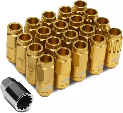 Buy 7075 Aluminum Gold M12 X 1.5 16Pcs L: 50Mm Open End Lug Nut W/4Pcs Lock+Key • 77.68$