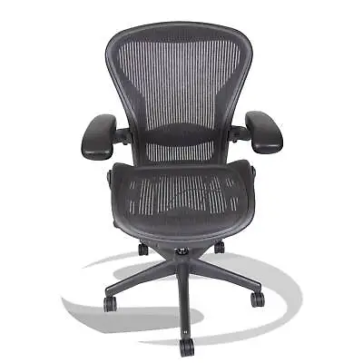 Buy Herman Miller Aeron Chair Size B Tab Lumbar Fully Loaded Black • 562.59$