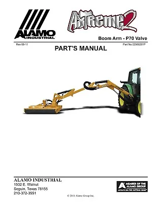 Buy Service Parts Manual Fits Alamo Aextreme2 P70 Valve Boom Mower 2011 - 261P • 6.27$