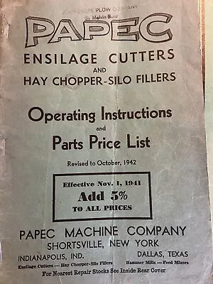 Buy Papec Ensilage Cutters & Hay Chopper-Silo Fillers Operating Instr. Part Manual  • 18.99$