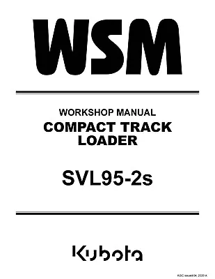 Buy Skid Loader Technical Workshop Repair Kubota Svl95-2s Skid Steer On Cd • 9.97$