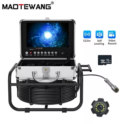 Buy 50M 512HZ Drain Sewer Camera Pipe Inspection Camera Self-leveling 16GB DVR  9'' • 546.81$