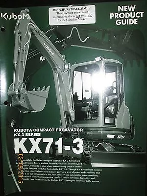 Buy Kubota Compact Excavator Kx-3 Series  Kx71-3 New Product Guide Brochure • 18.23$