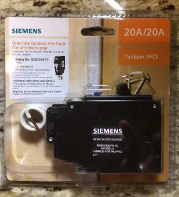 Buy New Circuit Breaker Siemens Q2020AFCP 20/20 Amp Two 1 Pole Tandem AFCI Q2020AFC • 95$