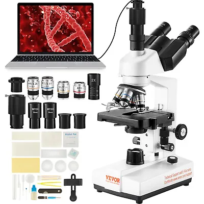 Buy VEVOR Compound Trinocular Microscope 40X-5000X Two-Layer Mechanical Stage • 188.03$