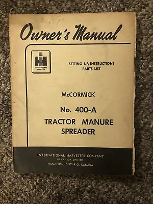 Buy International ~ McCormick No. 400-A Spring-Tooth Harrow Operators Manual • 12.99$