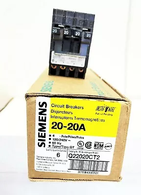 Buy Q22020CT2 (Box Of 6), BREAKER, 20 Amp QUAD, 120/240V~, SIEMENS, TYPE QT • 235$
