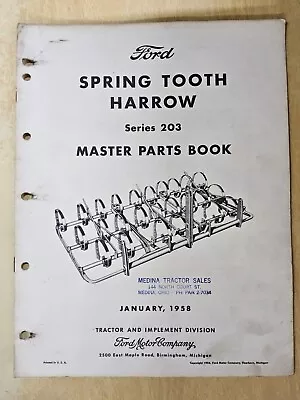 Buy FORD Spring Tooth Harrow, Series 203, Master Parts Book,  Jan. 1958 • 10.85$