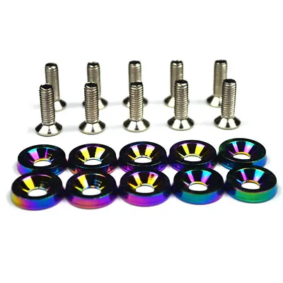 Buy Rainbow 10pcs 10X For JDM M6 Car Engine Fender Washers License Plate Bolt Screws • 5.98$