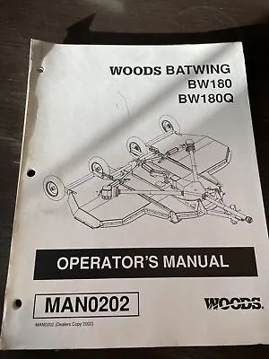 Buy WOODS BATWING BW180 BW180Q OPERATOR'S MANUAL Parts Service Shop Book OEM Mower • 29.99$