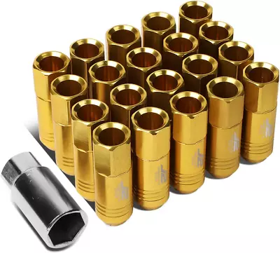 Buy 7075 Aluminum Gold M12 X 1.5 20Pcs L: 60Mm Open End Lug Nut W/Socket Adapter • 48.85$