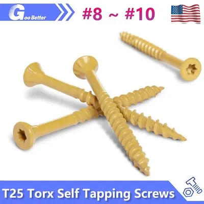 Buy #8 #9 #10 UNC T25 Torx Self Tapping Deck Screw Flat Head Countersunk Wood Screws • 8.36$