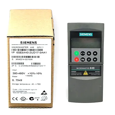 Buy NEW Siemens 6SE6440-2UD17-5AA1 Micromaster 440 W/o Filter PLC 0.75kW • 317.08$
