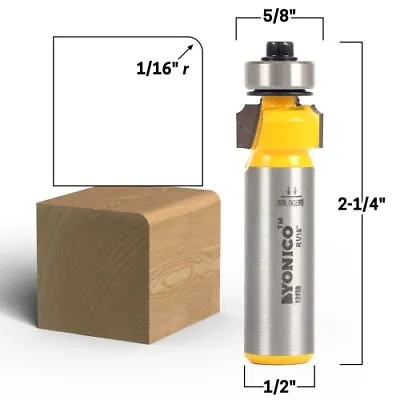 Buy 1/16  Radius Round Over Edge Forming Router Bit - 1/2  Shank - Yonico 13159 • 8.95$