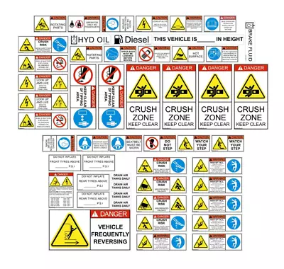 Buy Articulated Dump Truck Safety Decals Kit, Safety Decals Aftermarket Kit • 50$