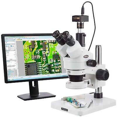 Buy AmScope 7X-45X Dissecting Circuit 144-LED Zoom Stereo Microscope With 8MP Digita • 665.99$