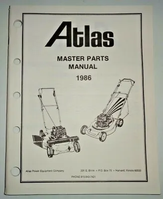 Buy 1986 Atlas Rotary Mower & Tiller Lawn Garden Equipment Master Parts Catalog Book • 6.60$