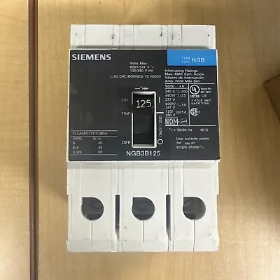 Buy Siemens NGB3B125B 3 Pole 3 Phase 125A Circuit Breaker • 449.99$