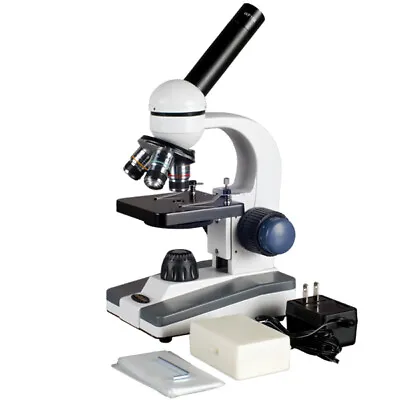 Buy AmScope 40X-1000X Portable Student Compound LED Microscope + 25 Prepared Slides  • 98.99$