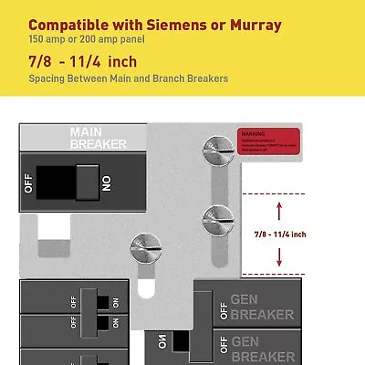 Buy Generator Interlock Kit Siemens,Compatible With Murray Or Siemens 150 Amp Or ... • 36.55$