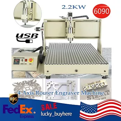 Buy 2200W 4 Axis CNC 6090T USB Router Engraver 3D Engraving Drilling Milling Machine • 2,089.05$