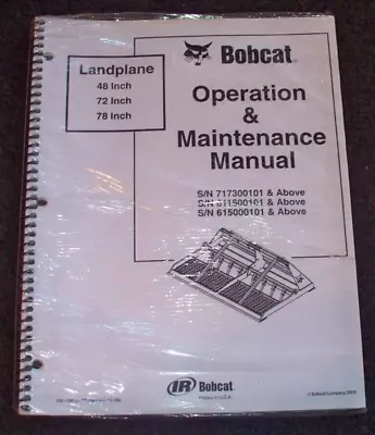 Buy Bobcat Landplane 78  Operation & Maintenance Manual  NEW Old Stock • 9.99$