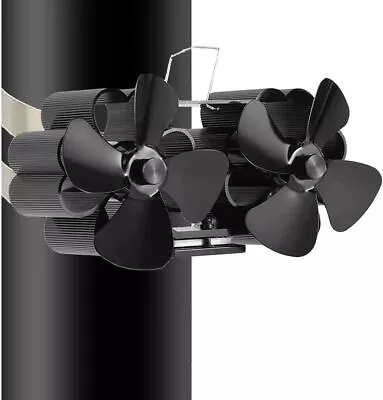 Buy TEENGSE Heat Powered 8 Blade Wood Stove Fan, Flue Pipe Hanging Black  • 53.79$