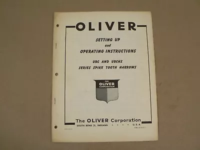 Buy Oliver Tractors UBC UBCHS Spike Tooth Harrows Owners/Operators Manual Vintage • 25$