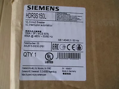 Buy Siemens HDR3S150L VL Circuit Breaker 150 Amp 3 Pole • 339$