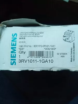Buy Siemens 3RV1011-1GA10 3-Pole Circuit Breaker, 4.5A-6.3A Range, 400/690V - NEW • 75$