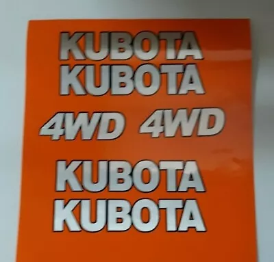 Buy Kubota Tractor Side By Side Decals Backhoe Decal Kit  Silver With Black Outline • 75$