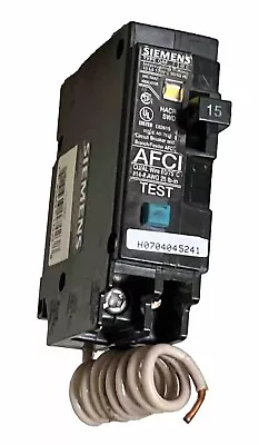 Buy Siemens  Q115AF  TYPE QAF AFCI  1 Pole 15Amp 120VA GREEN PLUG IN Breaker • 27.99$